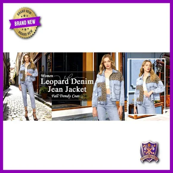 Leopard Print Denim Jacket Distressed Oversized Y2K Chic Casual Wear